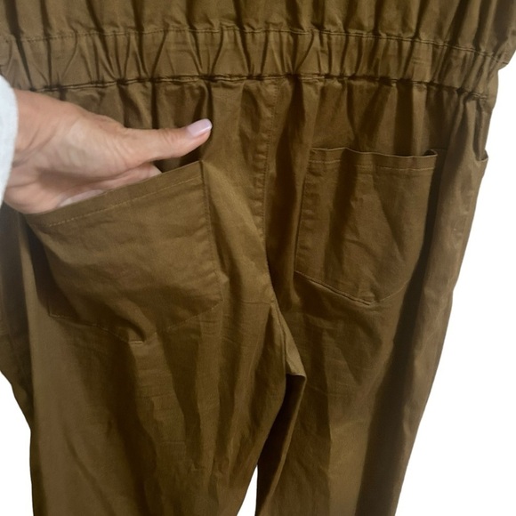 Hayden Women’s Olive Green Utility Jumpsuit Pockets Cotton Sleeveless Size Large - Picture 7 of 15